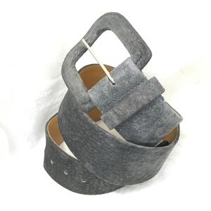 Vintage Wide Gray Suede Statement Belt - Large